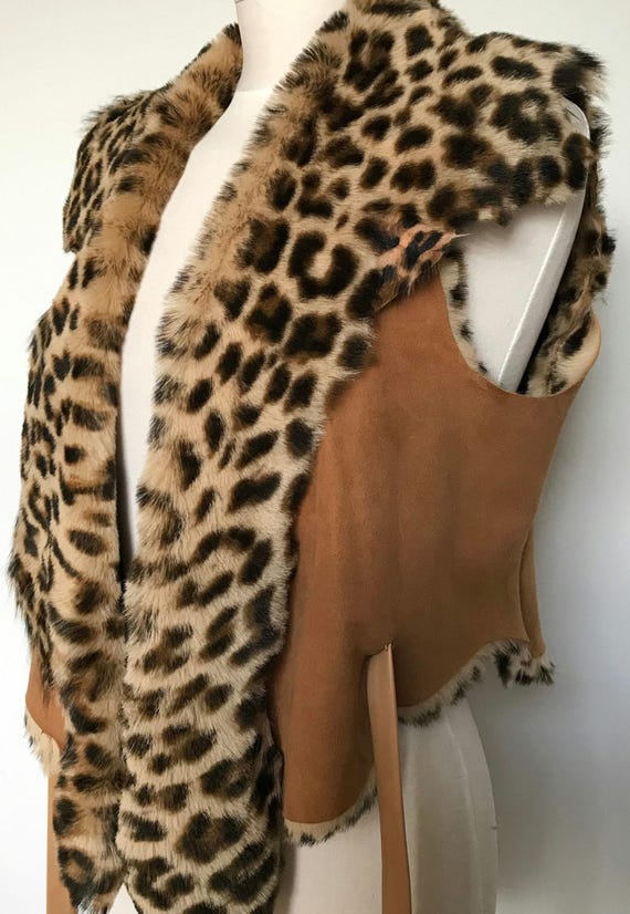 Leopard Print Toscana Lambskin Vest: Reversible Sheepskin Gilet 