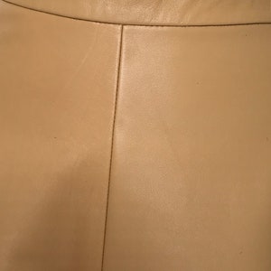 X Small Camel Lamb Nappa Leather Mini Skirt, High Waisted Honey/ Camel Leather Skirt, Size UK 8/10 image 5