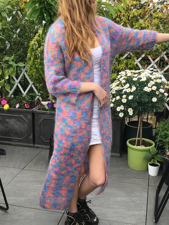 Knitted Multi Colours Mohair Cardigan All Year Long Sweater Rainbow Colours Yarn Girls Ladies Mohair Cardigan Gift Idea for Girl Lady Etsy UK