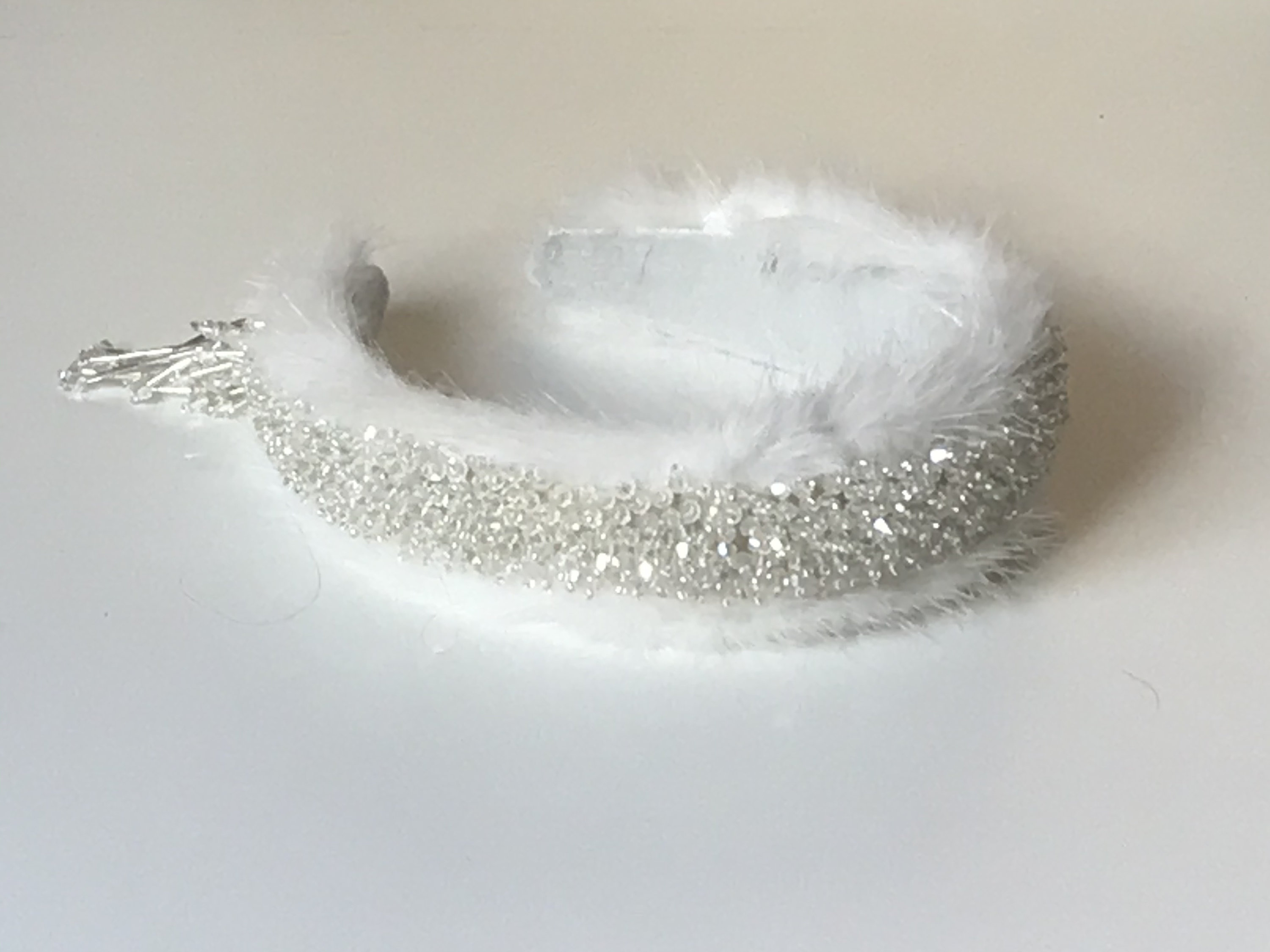 Original hand made white mink Headpiece Vintage Fur Stole & Hat, White Genuine Mink, Vintage  main image 2