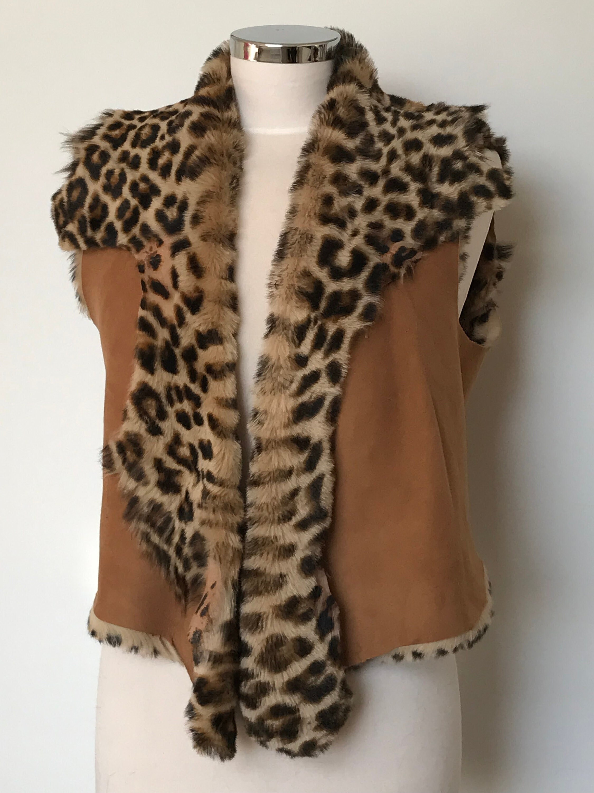 faux leopard vest