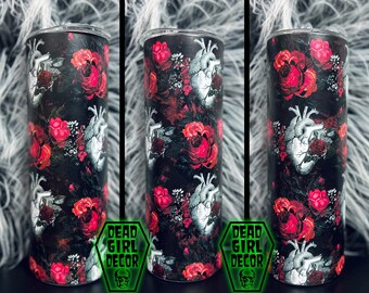 Gothic anatomical hearts and roses tumbler-dark love