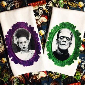 Monster kitchen towels-Bride, Frankenstein, Creature or Dracula