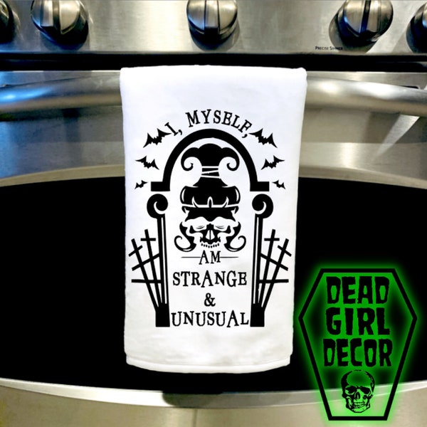 I myself am strange and unusual Lydia Deetz hand towel