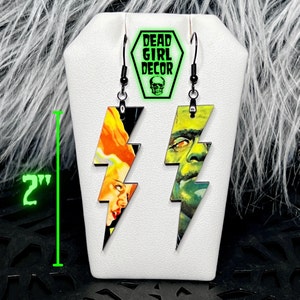 Bride and Frankenstein lightning bolt dangle earrings-3 designs