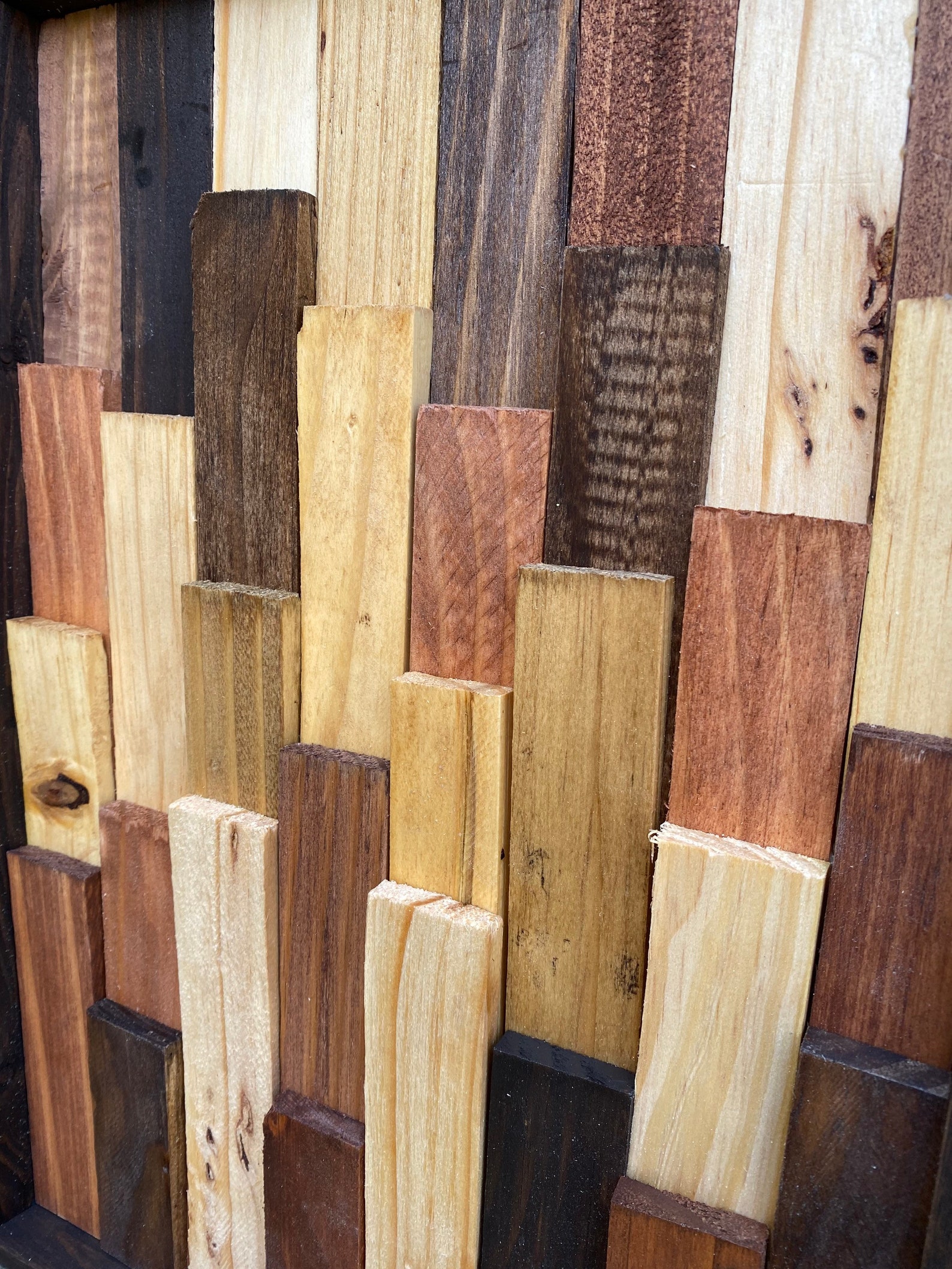 Wood Wall Art Made From Shims Stained a Variety of Shades Etsy Italia