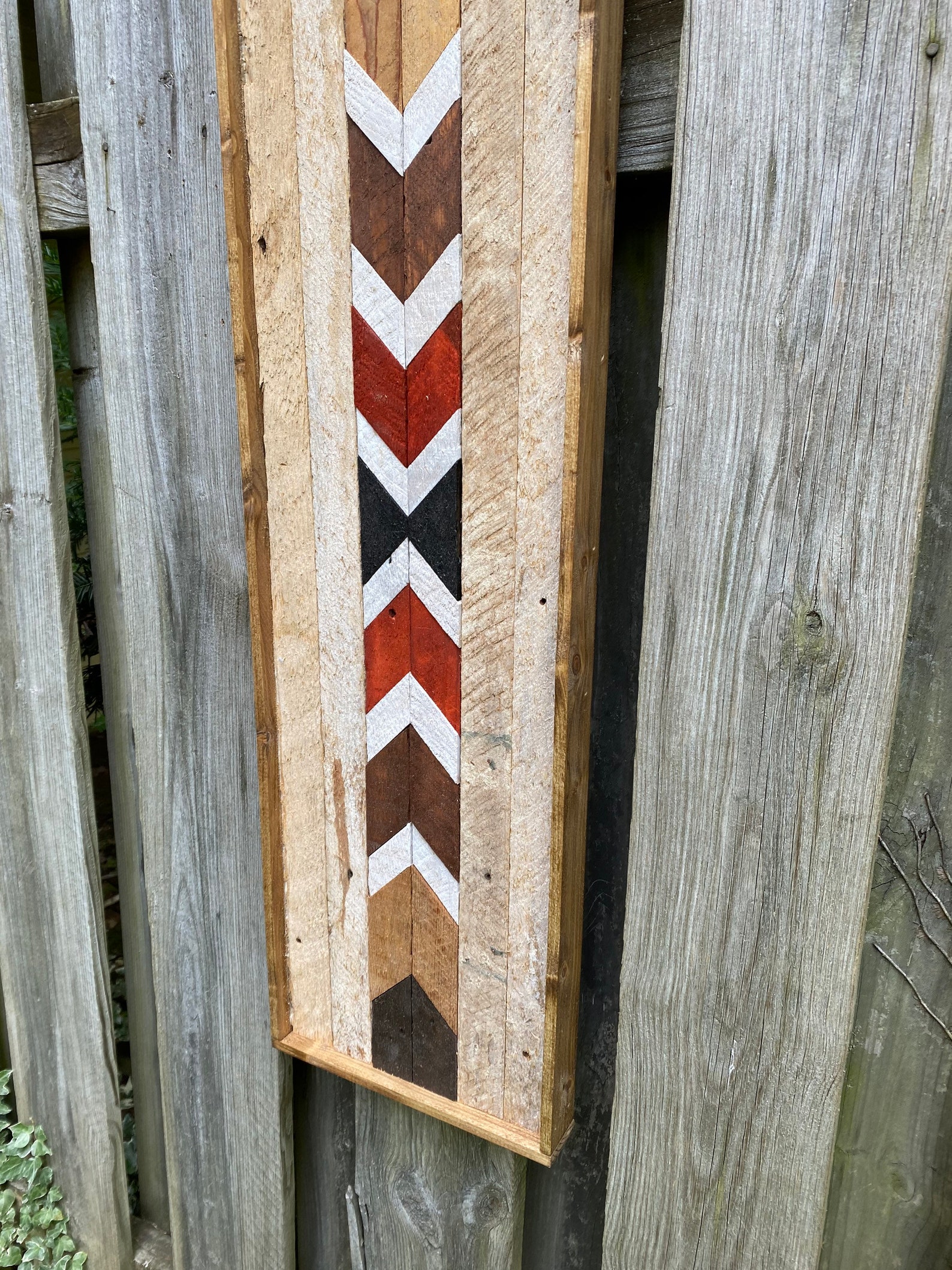 Long & Narrow Rustic Chevron Wood Wall Art Reclaimed Wood Etsy