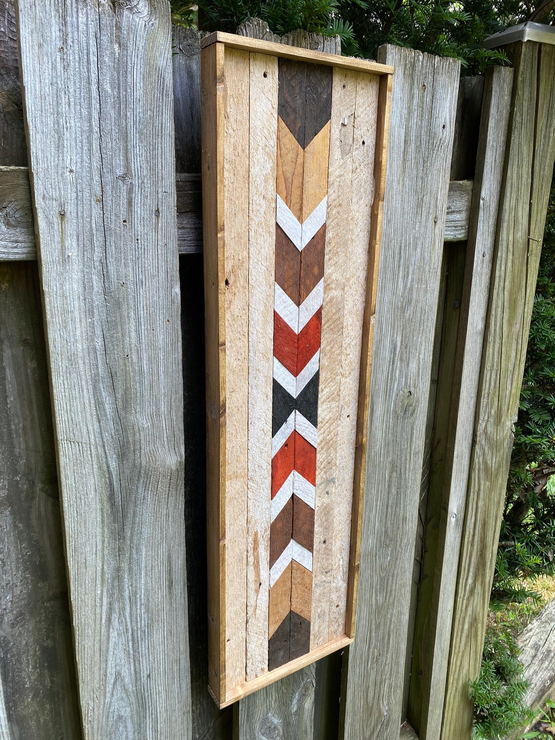 Long & Narrow Rustic Chevron Wood Wall Art Reclaimed Wood Etsy