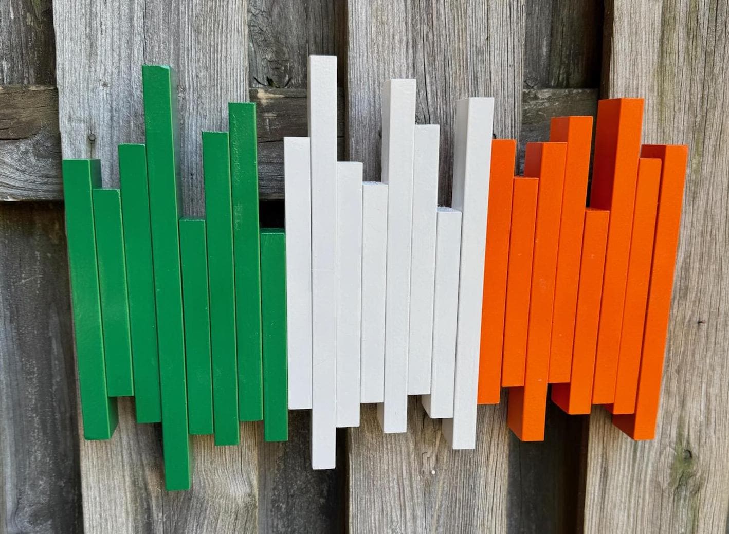 Irish Flag Wood Wall Art Collage, Ireland flag, colorful 3-D Wood Wall Art, Irish home decor, Splash of Color Wall Art