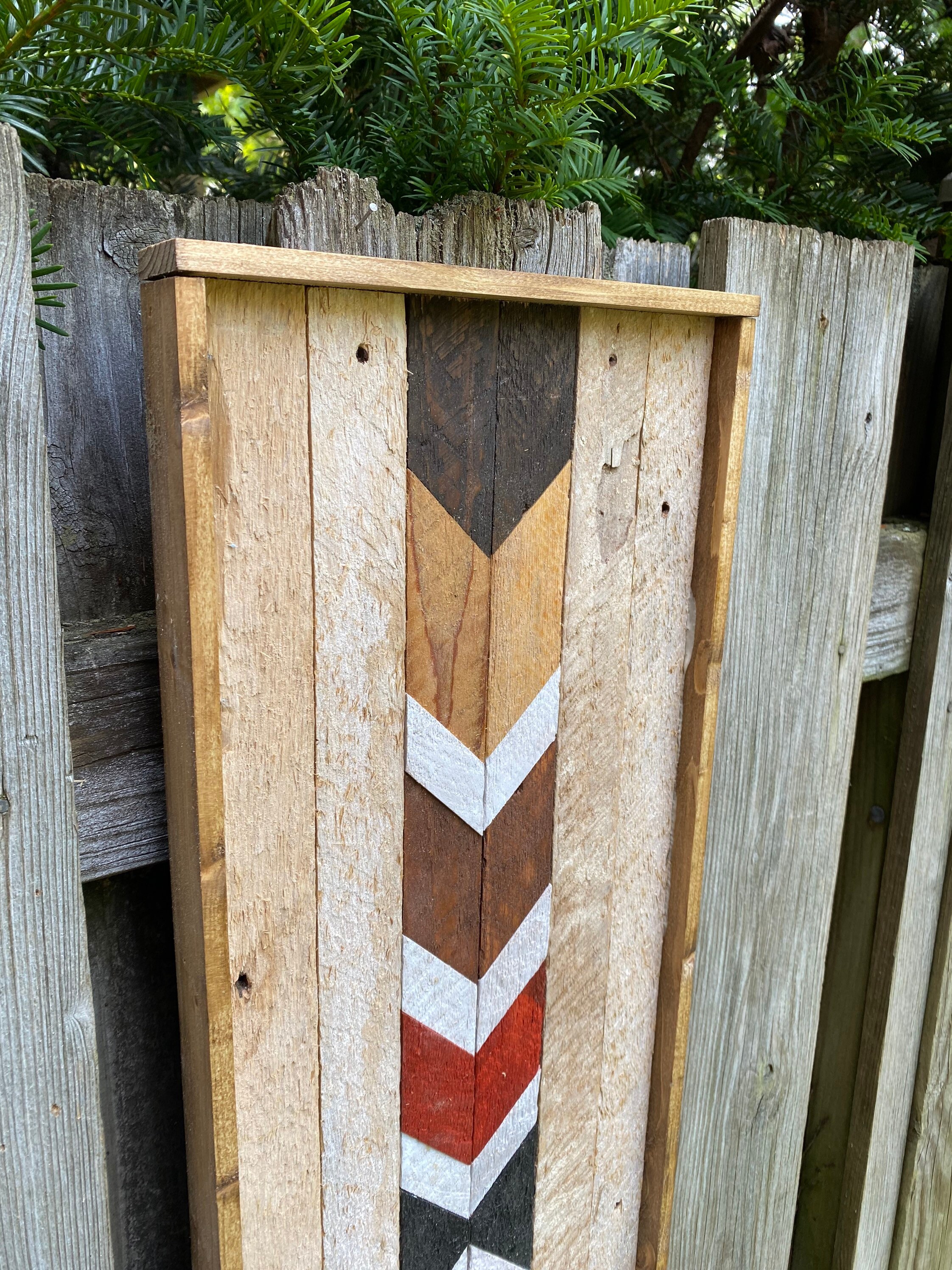 Long & Narrow Rustic Chevron Wood Wall Art Reclaimed Wood Etsy