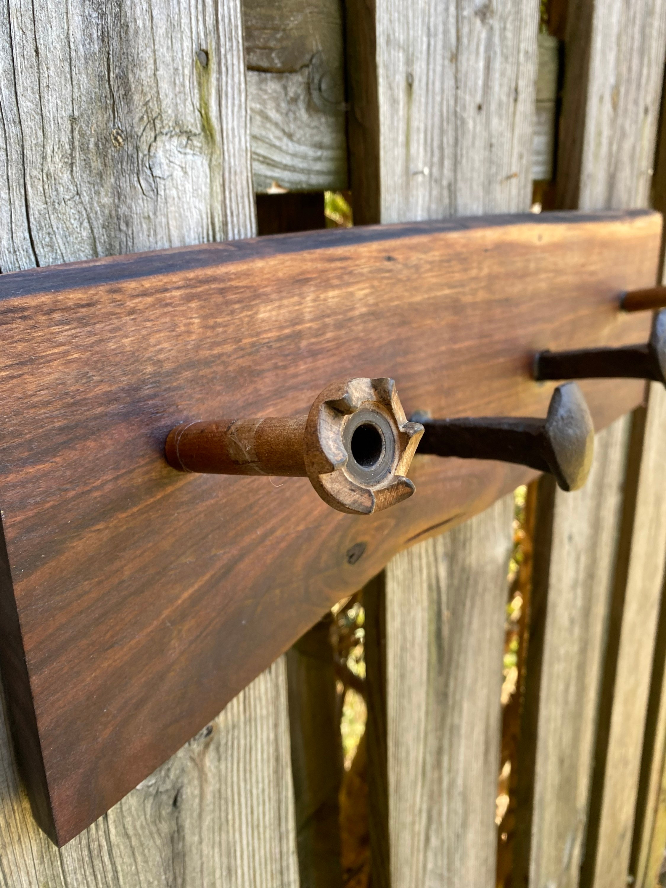 Recycled Industrial Chic Wood Coat or Jewelry Rack, Steampunk Wall Art ...