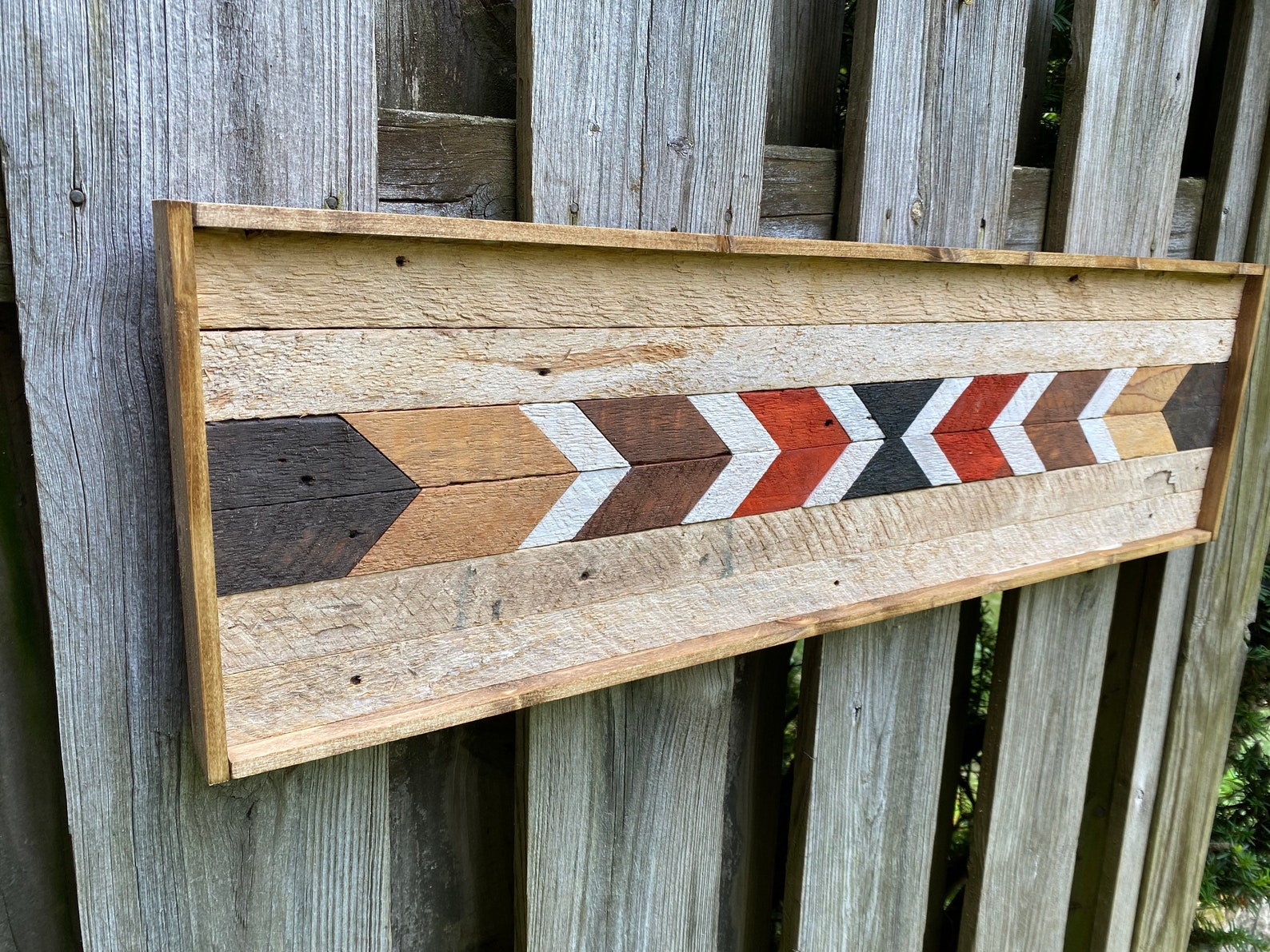 Long & Narrow Rustic Chevron Wood Wall Art Reclaimed Wood Etsy