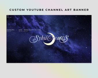 Custom YouTube Channel Art Banner - Sailor Celestial - YouTube Branding - Graphic Design - Moon Dark Moody Sky Anime Retro 90s Aesthetic