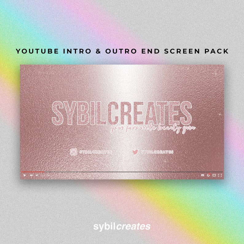 Rose Gold Glitter Stars Youtube Intro and Outro End Screen Etsy