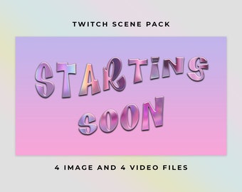 Twitch Scene Pack - Adore Holo - Animated - 4 Image and 4 Video Files - Twitch Package - Scenes Screens Gamer Twitch Streamer