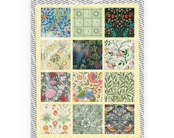 William Morris Sticker Sheets – 24 Stickers - Strawberry Thief Birds Flowers Leaves Plants Pattern Print Textiles Art Vintage Wallpaper