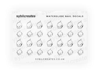 Vintage Kewpie Faces Waterslide Nail Decals - Kewpie Face Kewpie Head Kewpie Doll Cute Baby Retro Nail Art - Clear Transparent A7 Sheet