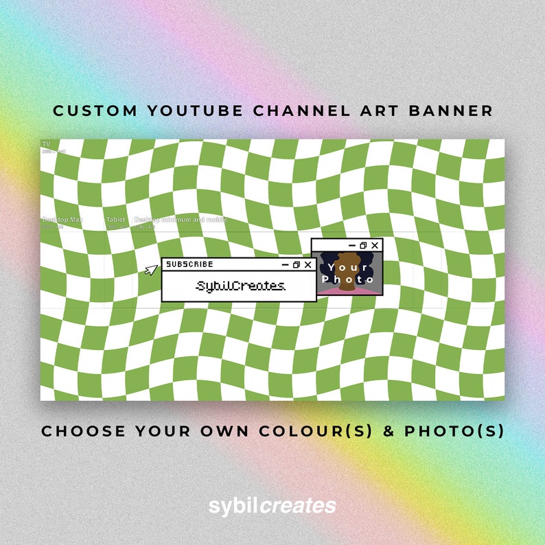 Custom Youtube Channel Art Banner Trippy Checkerboard PC Etsy