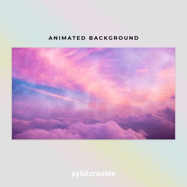 Animated Background Loop Video - Pink Purple Sparkle Sky - Streaming and Video Editing - Twitch VTuber YouTube Aesthetic Clouds Sunset