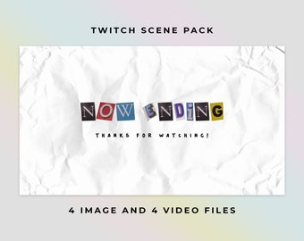 Twitch Scene Pack - White Clippings - Animated - 4 Image and 4 Video Files - Twitch Package - Scenes Screens Gamer Twitch Streamer