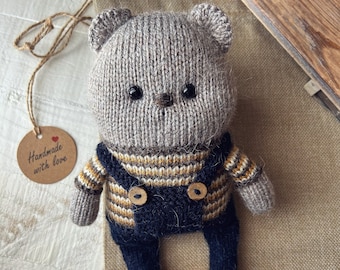 Hand Knitted Alpaca Teddy Bear: Cozy Stuffed Animal Toy