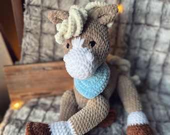 Handmade Crochet Velvet Plush Horse Toy