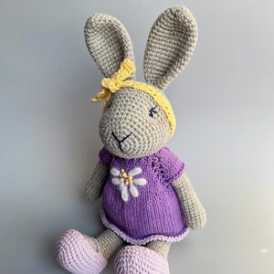 Bunny Rabbit Amigurumi Crochet Handmade Toy for Baby Organic Gift for Children Comfort Soft Plush Stuffed Animal for Birthday Baby Shower