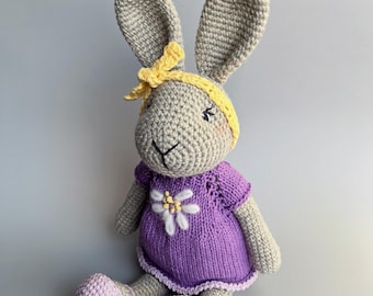 Bunny Rabbit Amigurumi Crochet Handmade Toy for Baby Organic Gift for Children Comfort Soft Plush Stuffed Animal for Birthday Baby Shower