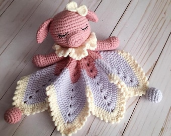 My Little Piggy Comforter Toy / Baby Blanket / Baby Comforter / Security Blanket / PDF Crochet Pattern / Amigurumi Toy / Lovie Blanket