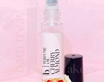 Cherry Almond Perfume Oil: Vegan Gourmand Scent, 10ml Rollerball