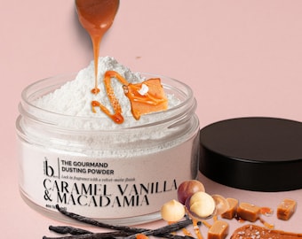 Caramel Macadamia Dusting Powder - Vegan Talc Free Scent Layering Body Powder  4oz jar