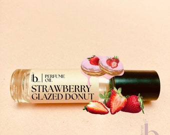 Strawberry Glazed Donut Perfume Oil Roller Gourmand Fragrance Sugar Glaze and Fresh made donuts Vegan Alcohol Free 10ml