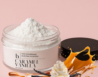 Caramel Vanilla Dusting Powder - Vegan Talc Free Scent Layering Body Powder 4oz jar