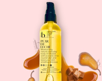 Caramel Pear Body Oil moisturize your skin with a sweet  glowing massage oil scent notes Juicy Pear Vanilla and Creamy Caramel