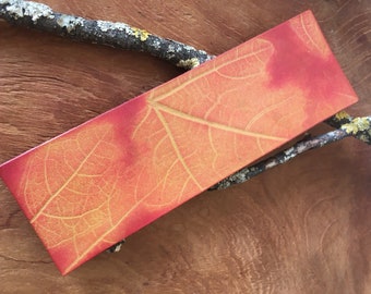 Vegetable print leather bookmark - Walk in the forest