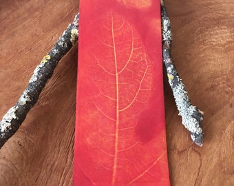 Vegetable print leather bookmark - Walk in the forest