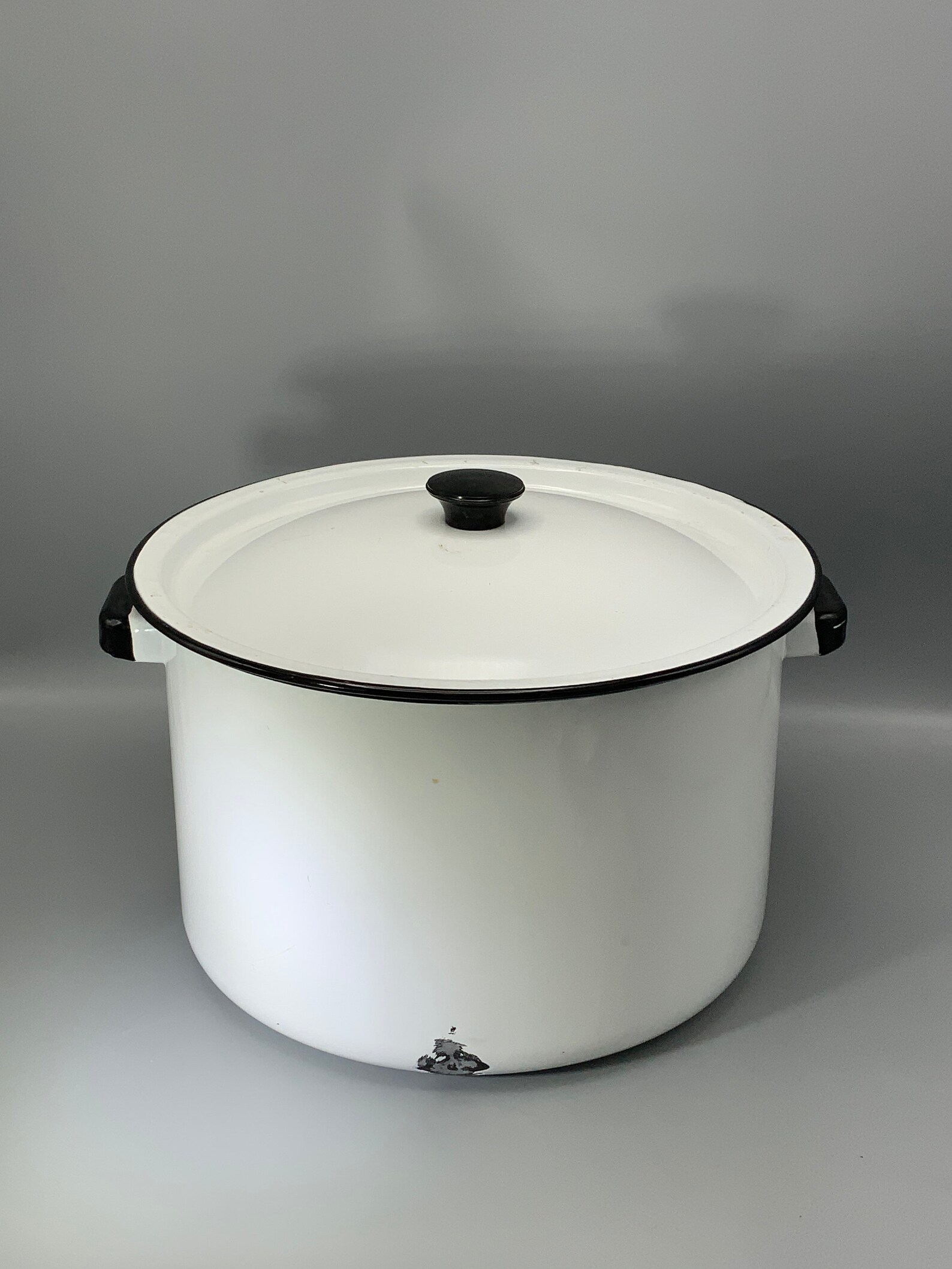 Black and White Enamel Pan With Lid. Unknown Maker Etsy