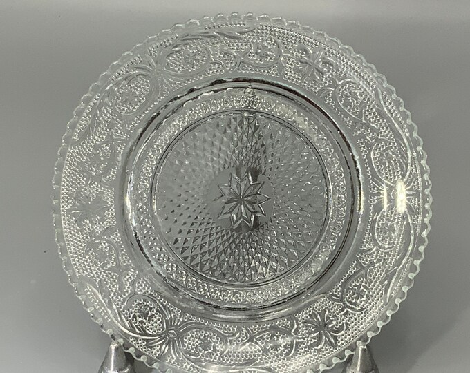 Tiara Glass Sandwich Pattern Dessert Plate Etsy