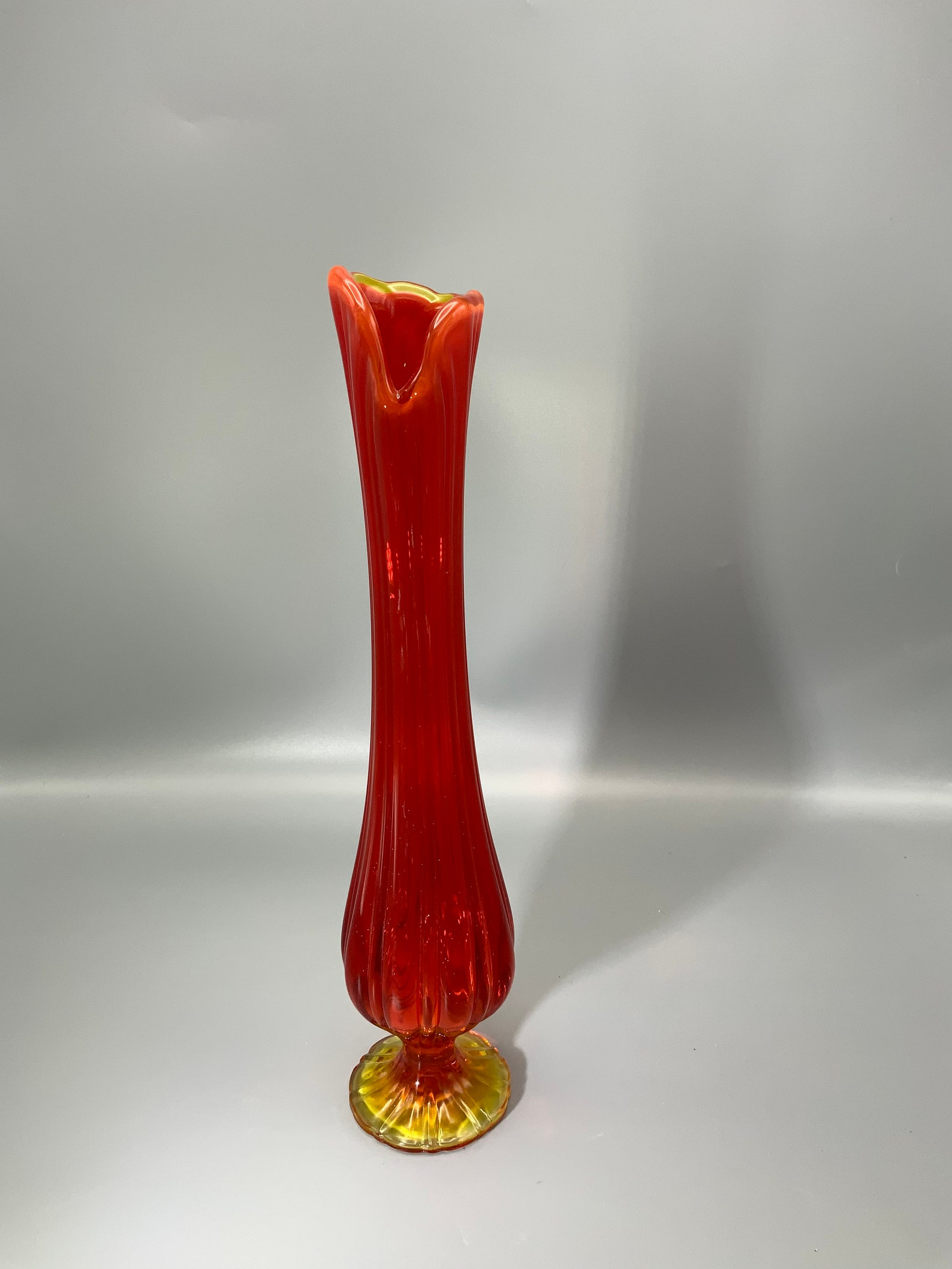 LE Smith Ribbed Swung Vase in Ribbed Pattern in Flame Etsy