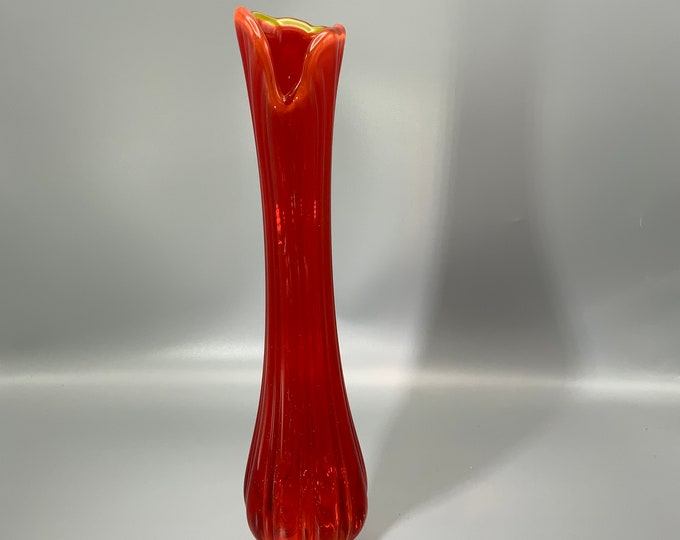 LE Smith Ribbed Swung Vase in Ribbed Pattern in Flame Etsy