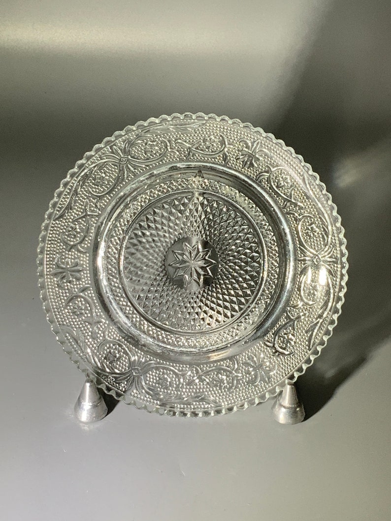 Tiara Glass Sandwich Pattern Dessert Plate Etsy