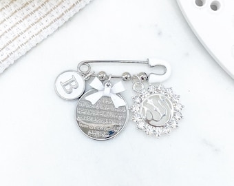Personalised Silver Mini Diamante Allah & Ayatul Kursi Baby Clothing Pin