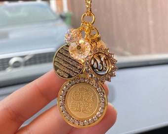 Car Mirror Hanging Charm, Ayatul Kursi, Allah, 4Qul Charm, Protection, Keyring, Keychain, Gift, Eid Present, Mothers Day, Fathers Day, Dad