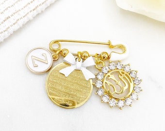 Personalisierte Mini Diamante Allah & Ayatul Kursi Baby Kleidung Pin