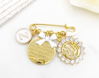 Personalised Mini Diamante Allah & Ayatul Kursi Baby Clothing Pin