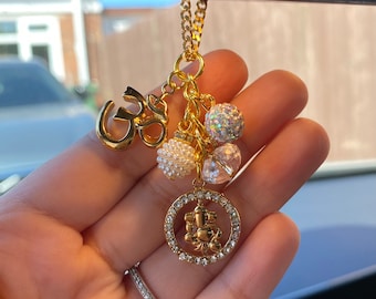 Ganesh Om Aum Auto Spiegel Charm Aufhänger, Schutz, Hindu, neuer Fahrer Geschenk, Vatertag, Geschenk für Papa, Diwali, Weihnachten