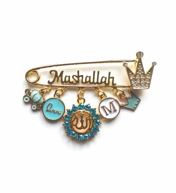 Mashallah Personalised Diamante Initial Allah Baby Pin, Masallah, Masha  Allah, Evil Eye, Nazar, Brooch, Safety Pin, Rhinestone