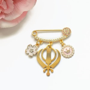 Diamante Evil Eye Khanda Sikh Baby Pin, Stroller Pin