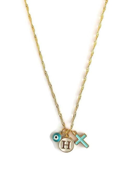 Buy Small Cross Evil Eye Initial Letter Necklace, Bridesmaid