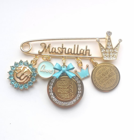 Personalized 4 Qul Ayatul Kursi Allah Pink Blue Diamante Baby Pins, Islam  Muslim Baby Pin, Allah Large and Small Pins Gift Set for Newborns 